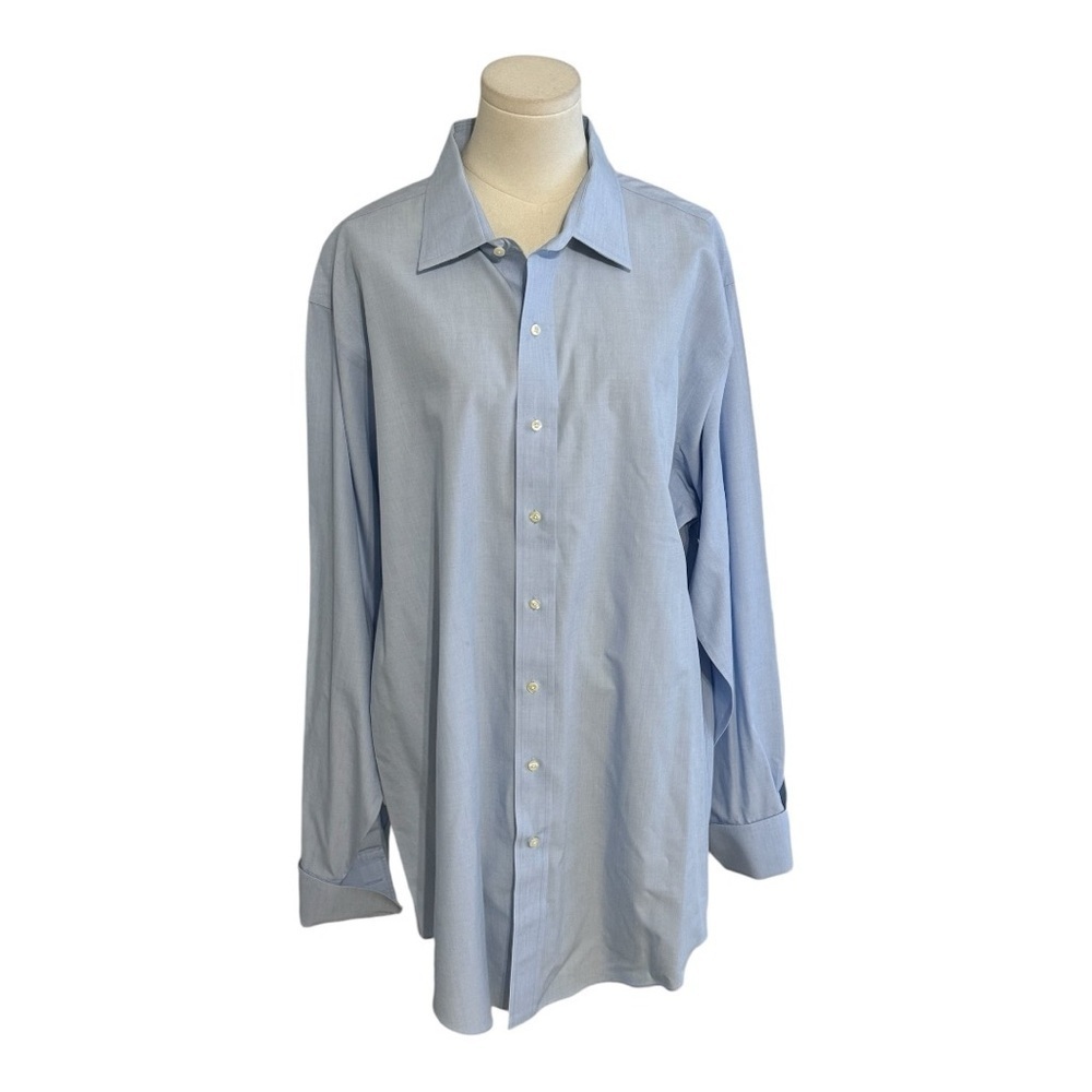 BROOKS BROTHERS 100% Cotton Blue Dress Shirt Cuff Links 18 37 Slim Fit Work